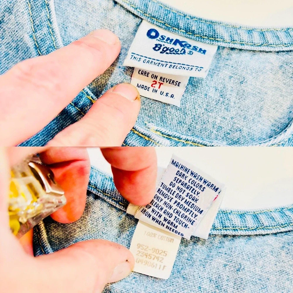 Vintage Oshkosh B'Gosh Light‎ Denim Dress, Made in USA, Size 2T